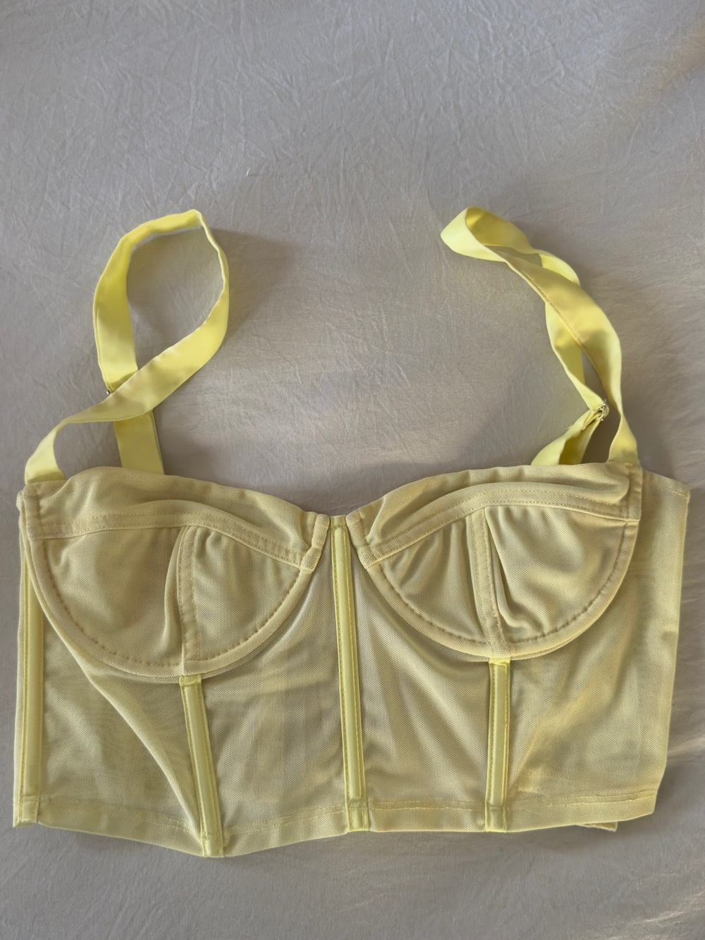 Oh Polly Pale Yellow Longline Underwire corset Crop Top